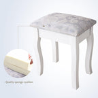 4-Drawer Vanity Dressing Table Set with Oval Mirror & Stool – Jasmine White