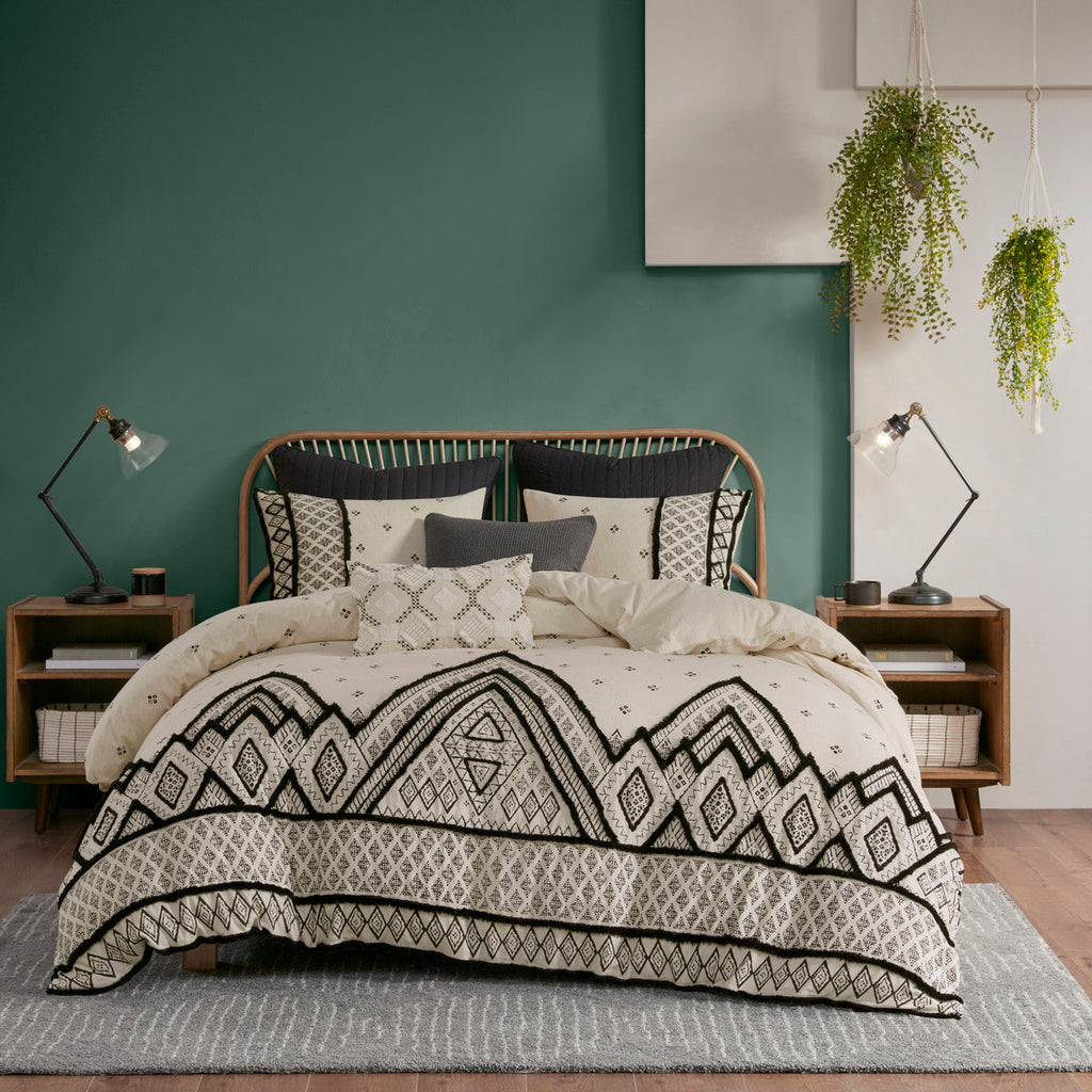 3-Piece Flax & Cotton Blend Duvet Cover Set – One Size, Fits Full/Queen Beds