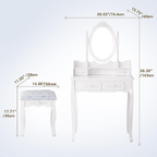 4-Drawer Vanity Dressing Table Set with Oval Mirror & Stool – Jasmine White