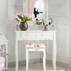 Vanity Stool – Floral Upholstered, Color Options