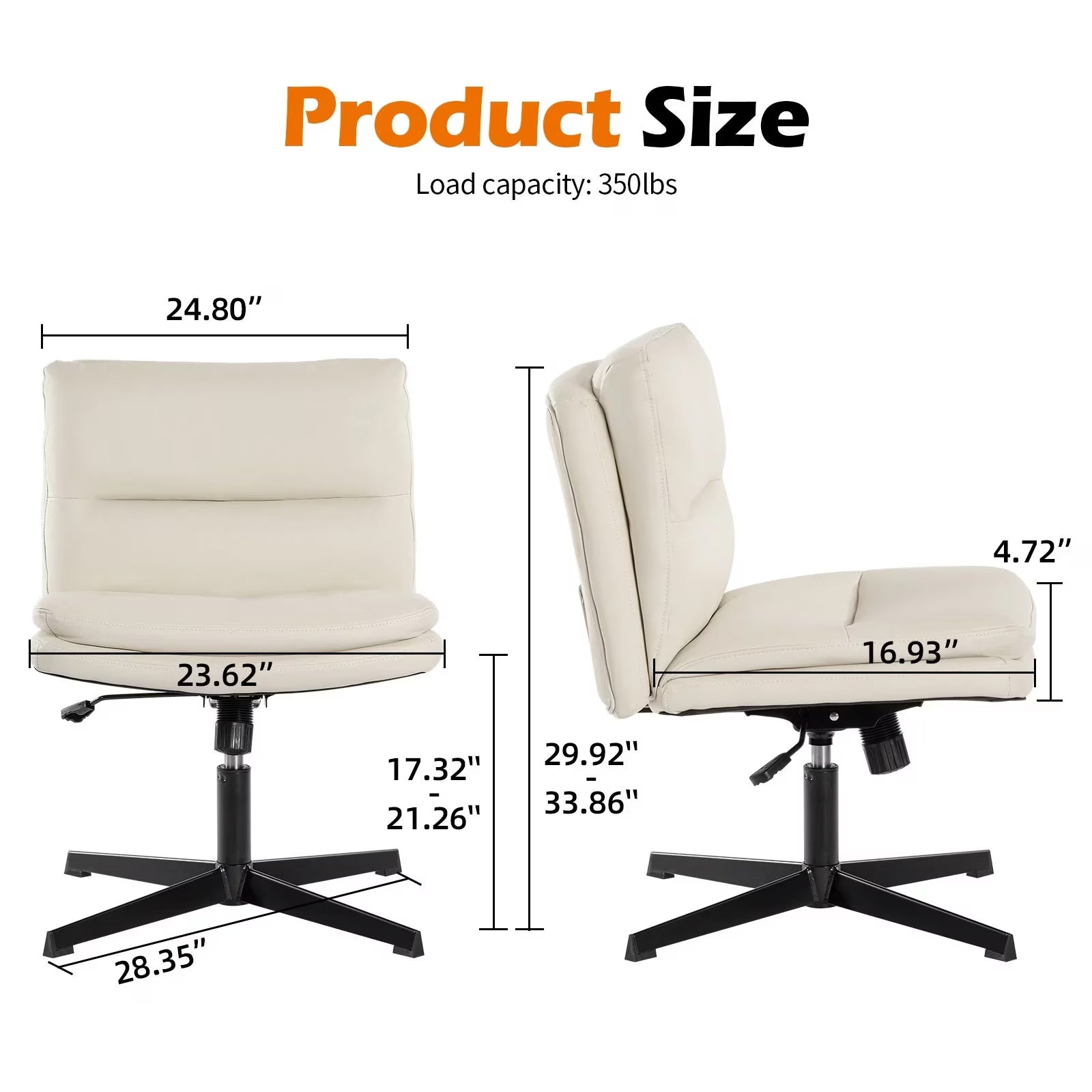 Leather Home Office Chair – Armless Ergonomic Design