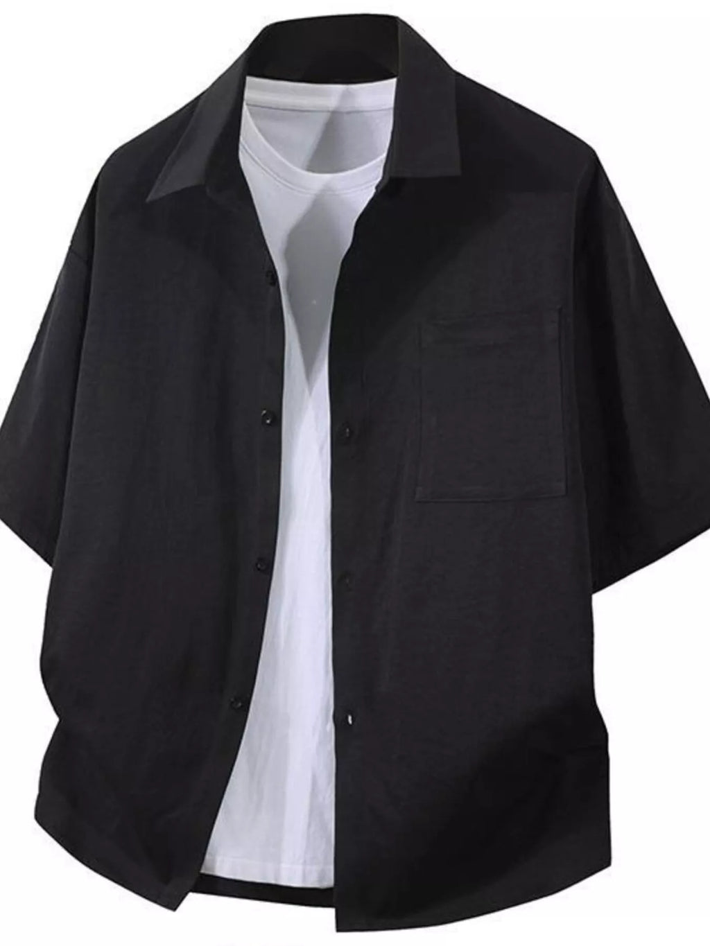 Men’s Plus Size Oversized Short Sleeve Button-Down Shirt