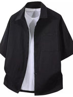 Men’s Plus Size Oversized Short Sleeve Button-Down Shirt
