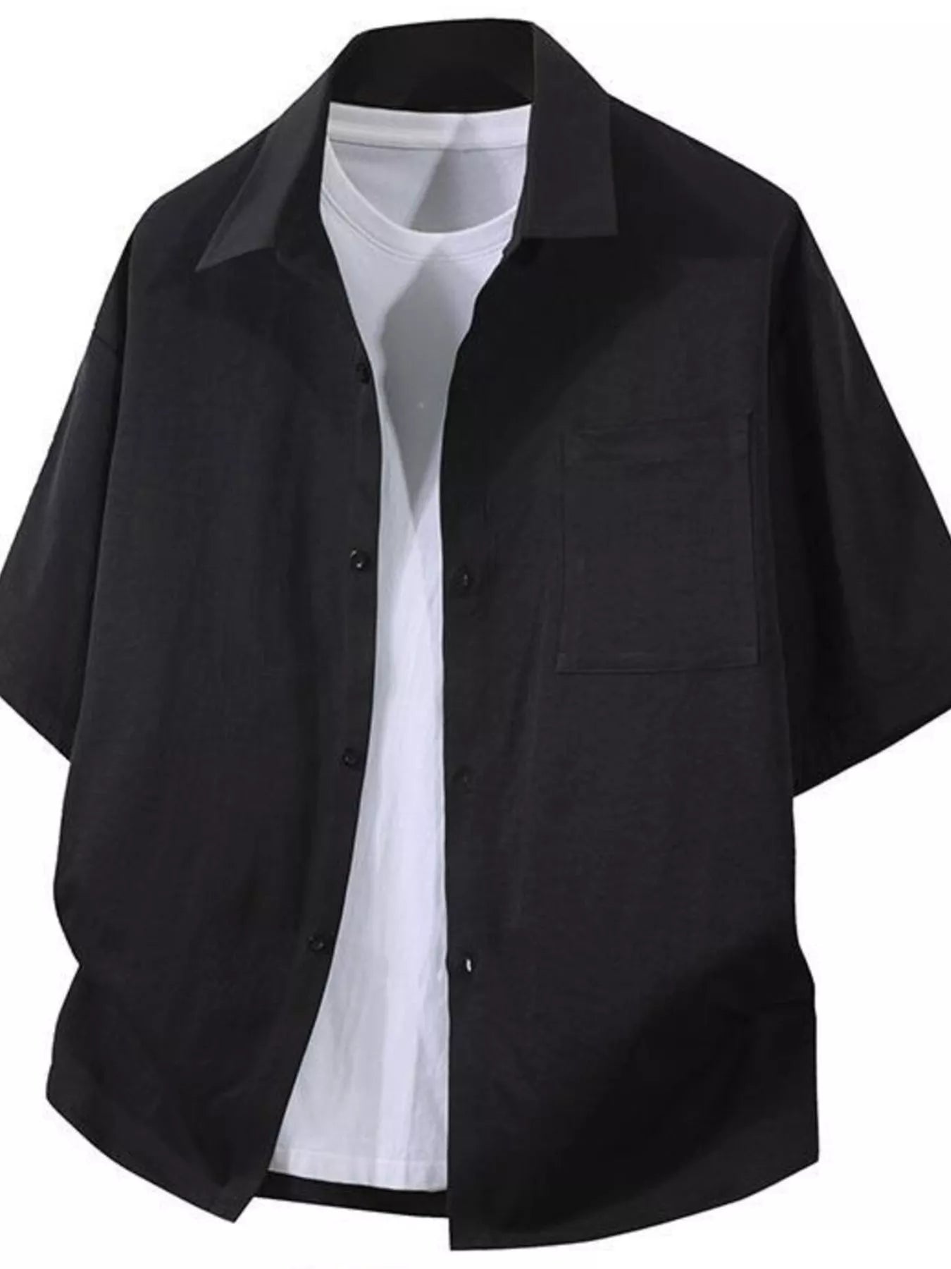 Men’s Plus Size Oversized Short Sleeve Button-Down Shirt