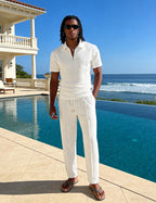 Men’s Textured Quarter-Zip Polo & Jogger Set