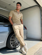 Men’s Textured Quarter-Zip Polo & Jogger Set