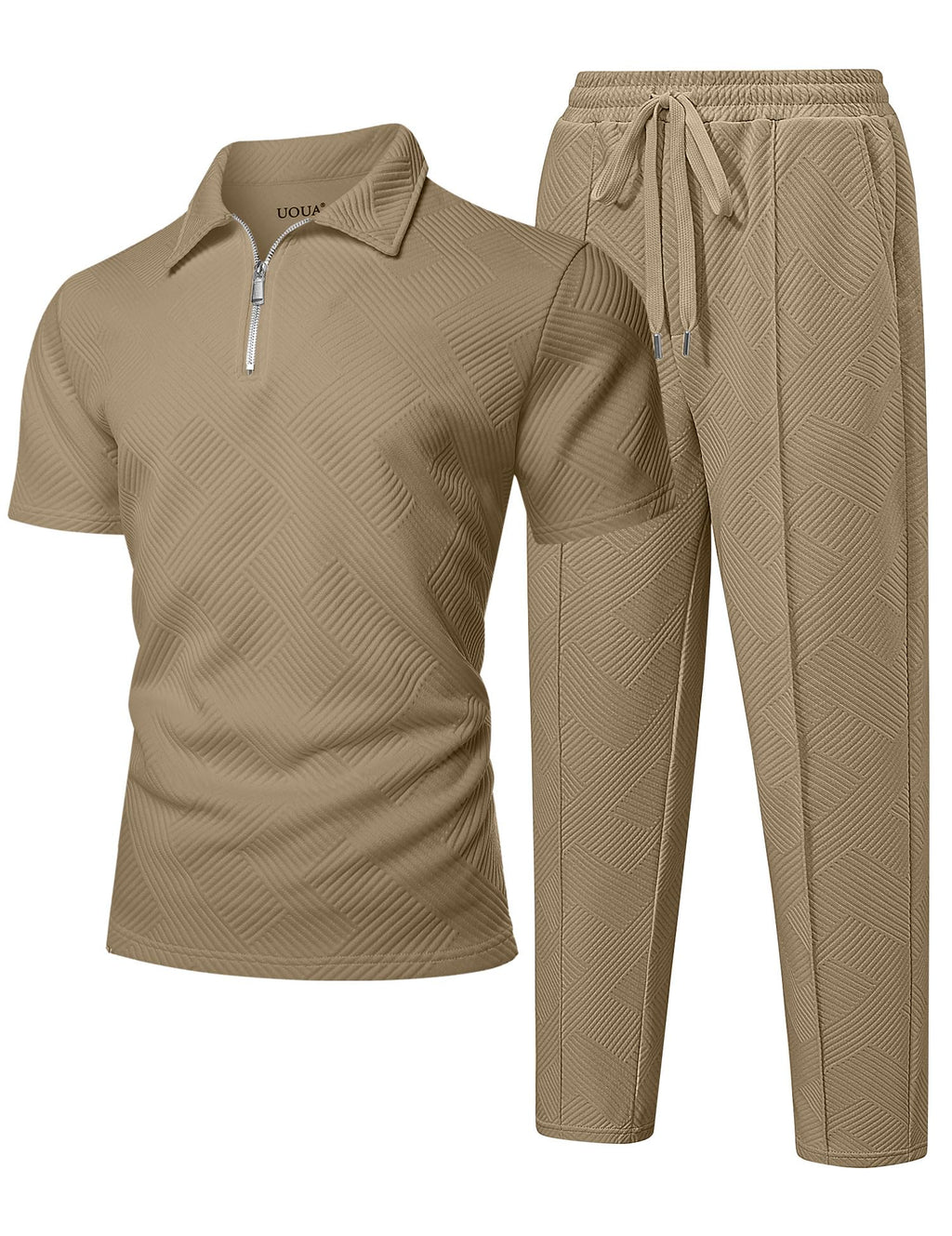 Men’s Textured Quarter-Zip Polo & Jogger Set