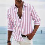 Men’s Striped Loose-Fit Long Sleeve Shirt