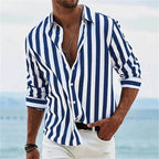 Men’s Striped Loose-Fit Long Sleeve Shirt