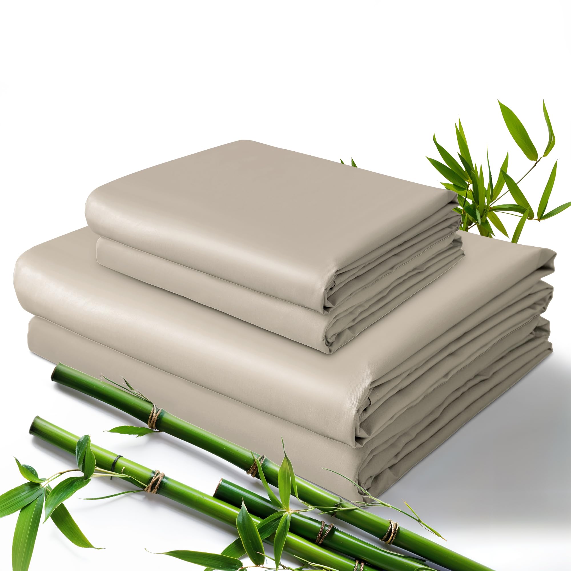 Full Size Bamboo Viscose Sheet Set – Bedmoon (Taupe, 16" Deep Pocket)