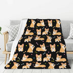 Corgi Flannel Throw Blanket – Fluffy Plush (50 × 40)
