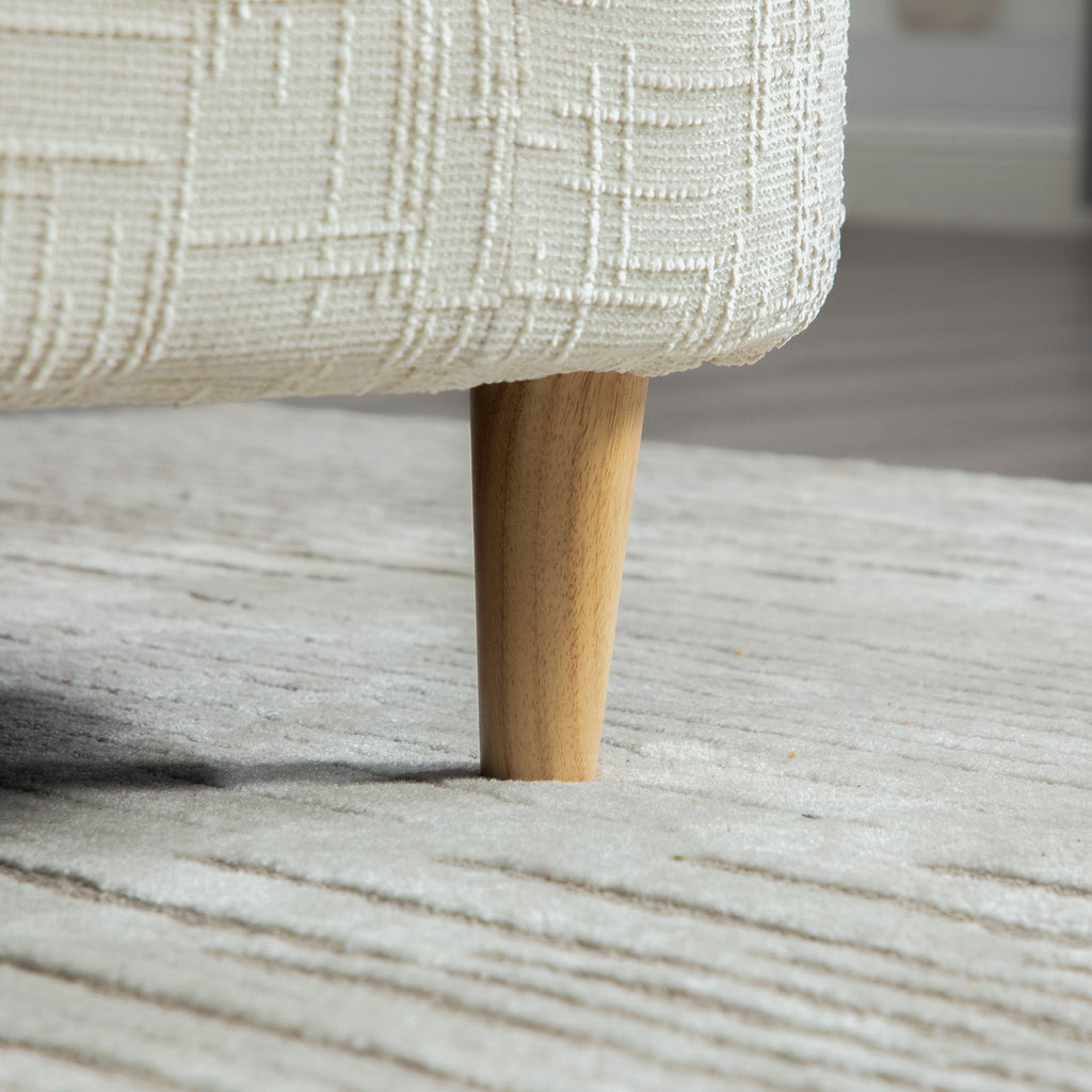 Modern Upholstered End-of-Bed Bench with Armrests – Ivory Chenille