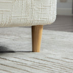 Modern Upholstered End-of-Bed Bench with Armrests – Ivory Chenille