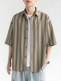 Men’s Plus Size Striped Oversized Short Sleeve Shirt