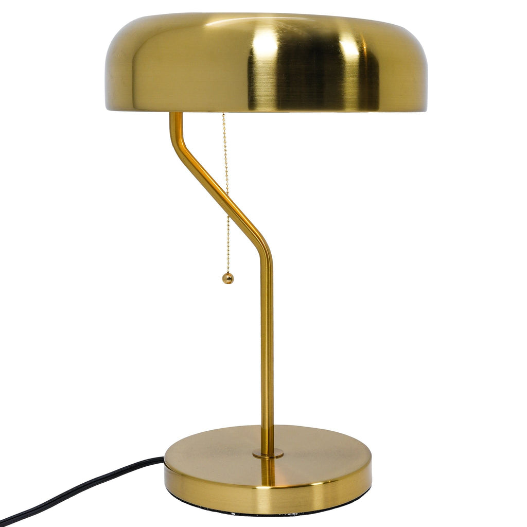 Modern Bedside Table Lamp with Pull Chain – Gold