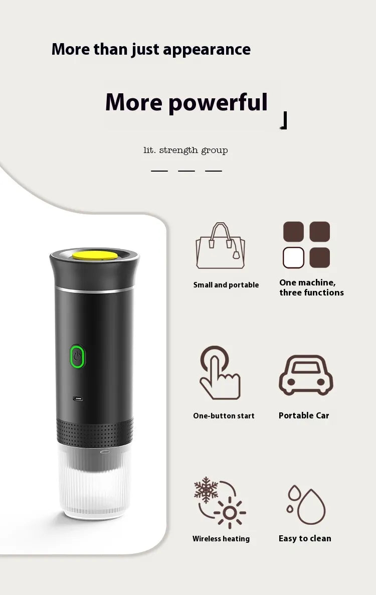 Portable Wireless Coffee Maker – Rechargeable Travel Brewer