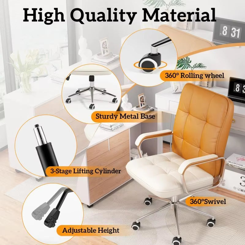 Adjustable Reclining Swivel Office Chair - Multi Colors