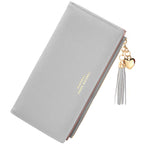 Slim Zipper Wallet with Tassel Pendant – Kotora (Grey)