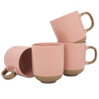 4-Piece Speckled 24 oz Ceramic Mug Set with Metallic Handles – Elanze Designs (Pink)