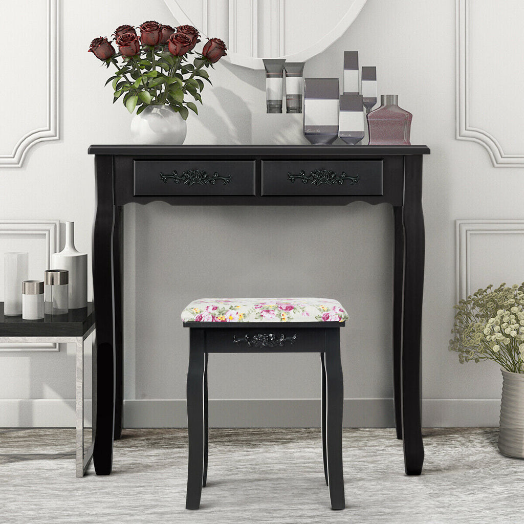 Vanity Stool – Floral Upholstered, Color Options