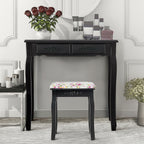 Vanity Stool – Floral Upholstered, Color Options