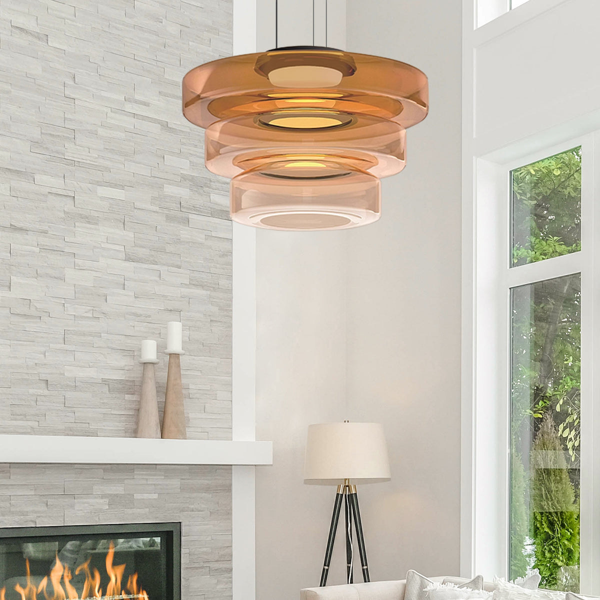 Bauhaus Layered Glass Pendant Light – Modern Ceiling Fixture