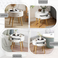 Round Nightstand with Storage Drawer – White