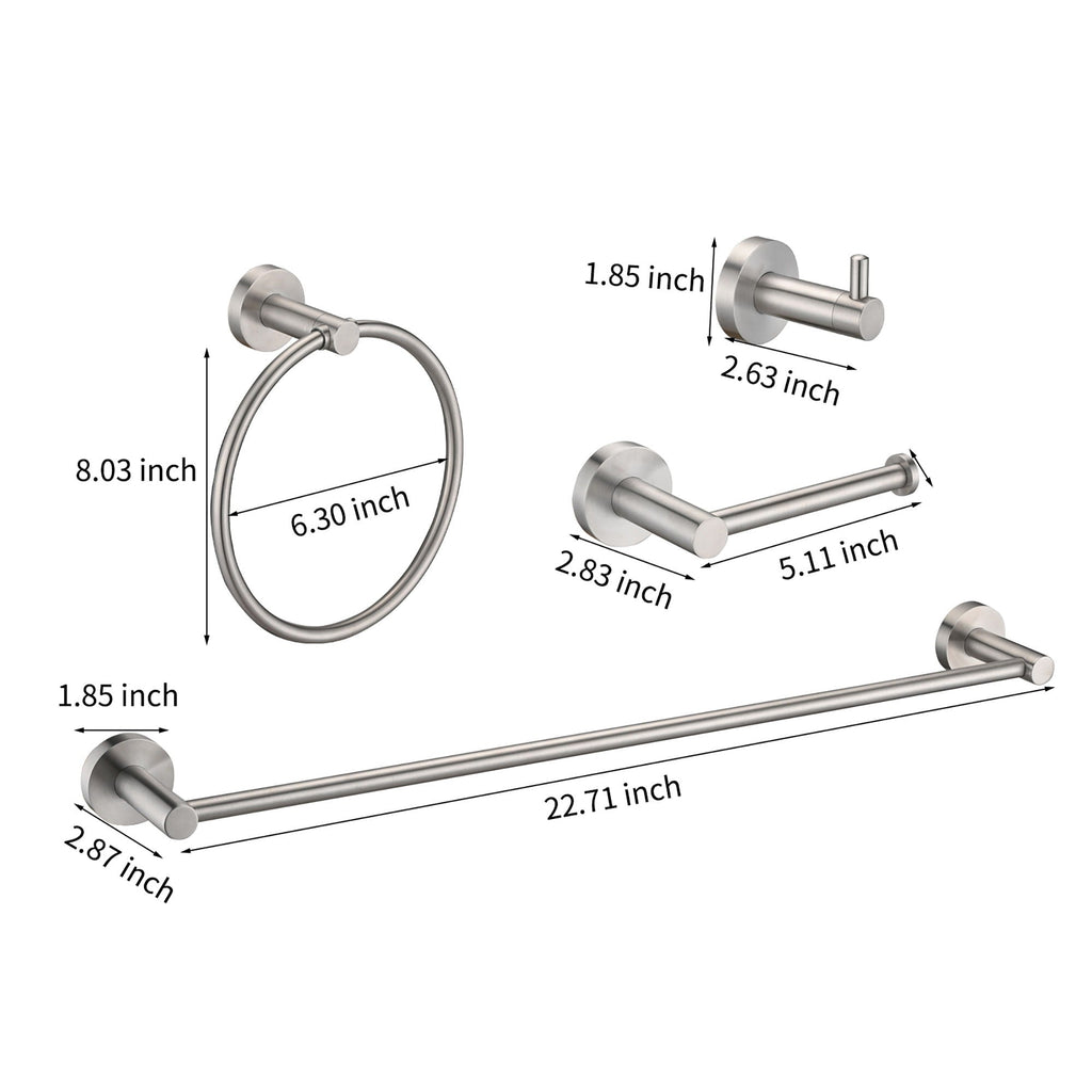 4-Piece Brushed Nickel Bathroom Hardware Set