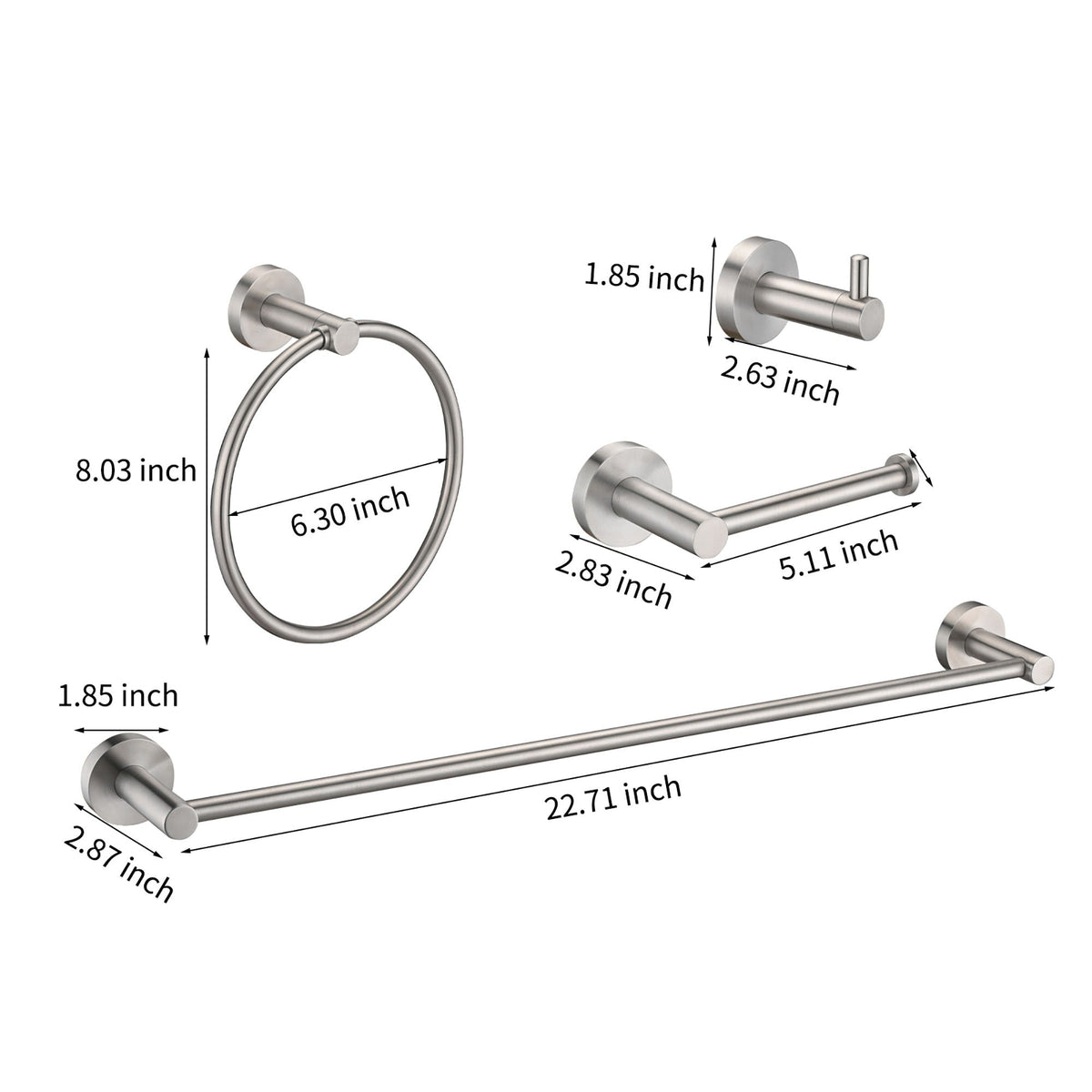 4-Piece Brushed Nickel Bathroom Hardware Set