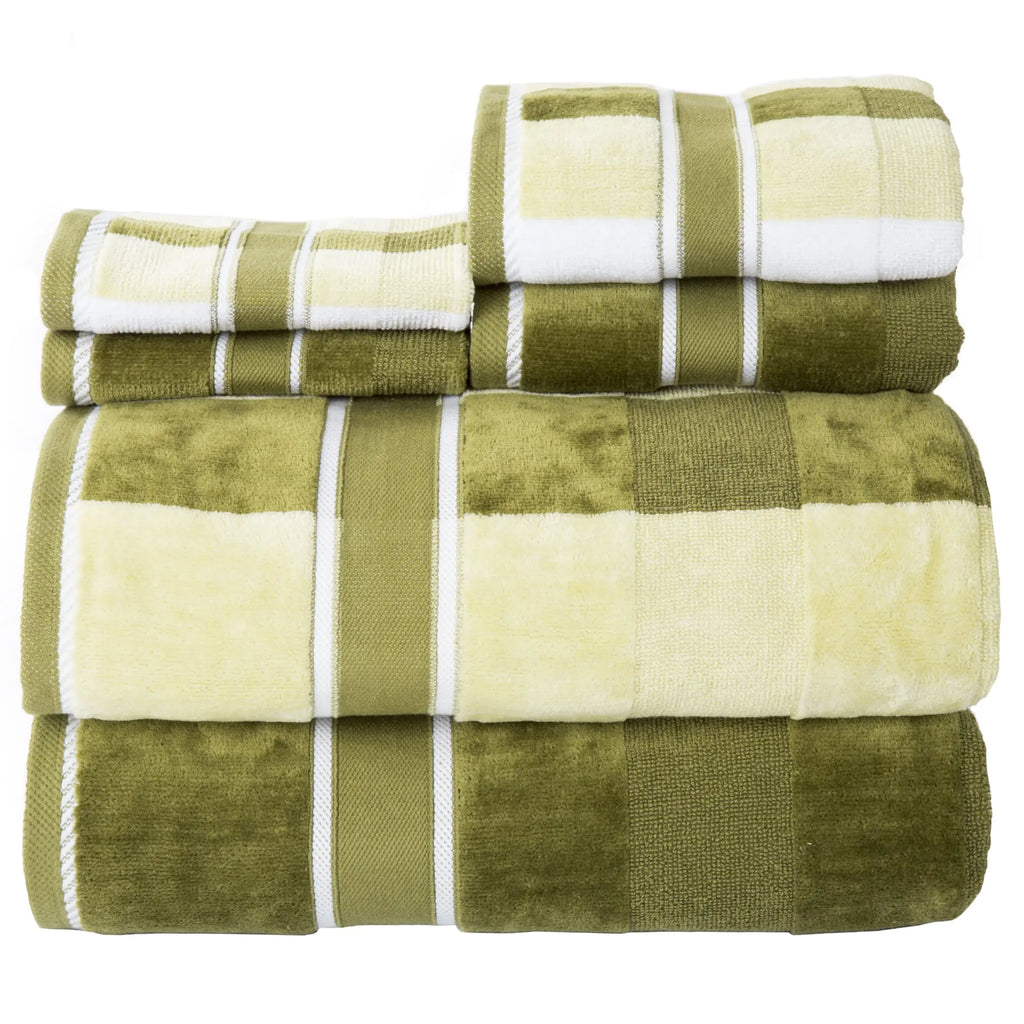 6-Piece Cotton Towel Set – Lavish Home (Green)