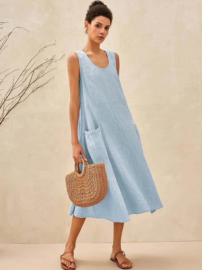Women’s Relaxed Linen Midi Dress