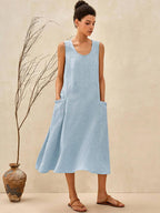 Women’s Relaxed Linen Midi Dress