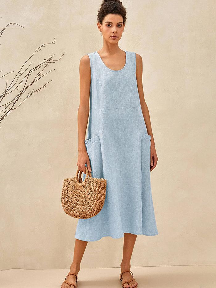 Women’s Relaxed Linen Midi Dress