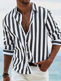 Men’s Striped Loose-Fit Long Sleeve Shirt