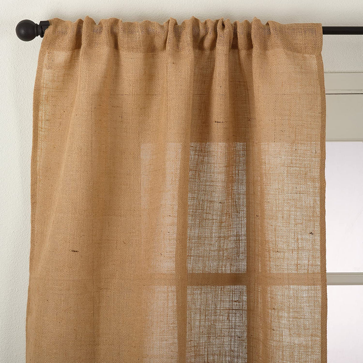 Open-Weave Jute Rod-Pocket Curtain Panel – Natural, Size Options