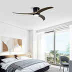 52" Flush-Mount Solid Wood Ceiling Fan with LED Light & Remote