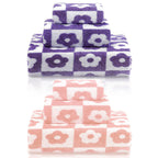 6-Piece Coral Fleece Towel Set – Kinlop (Pink Purple Floral)
