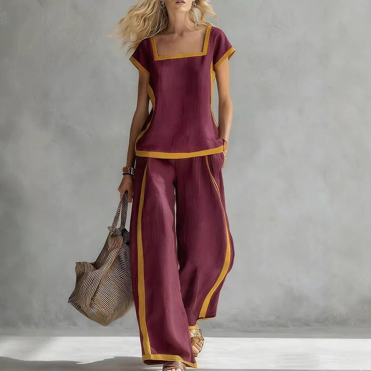 Relaxed Shirt & Wide-Leg Trousers Two-Piece Set