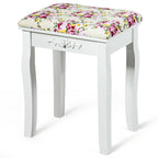 Vanity Stool – Floral Upholstered, Color Options