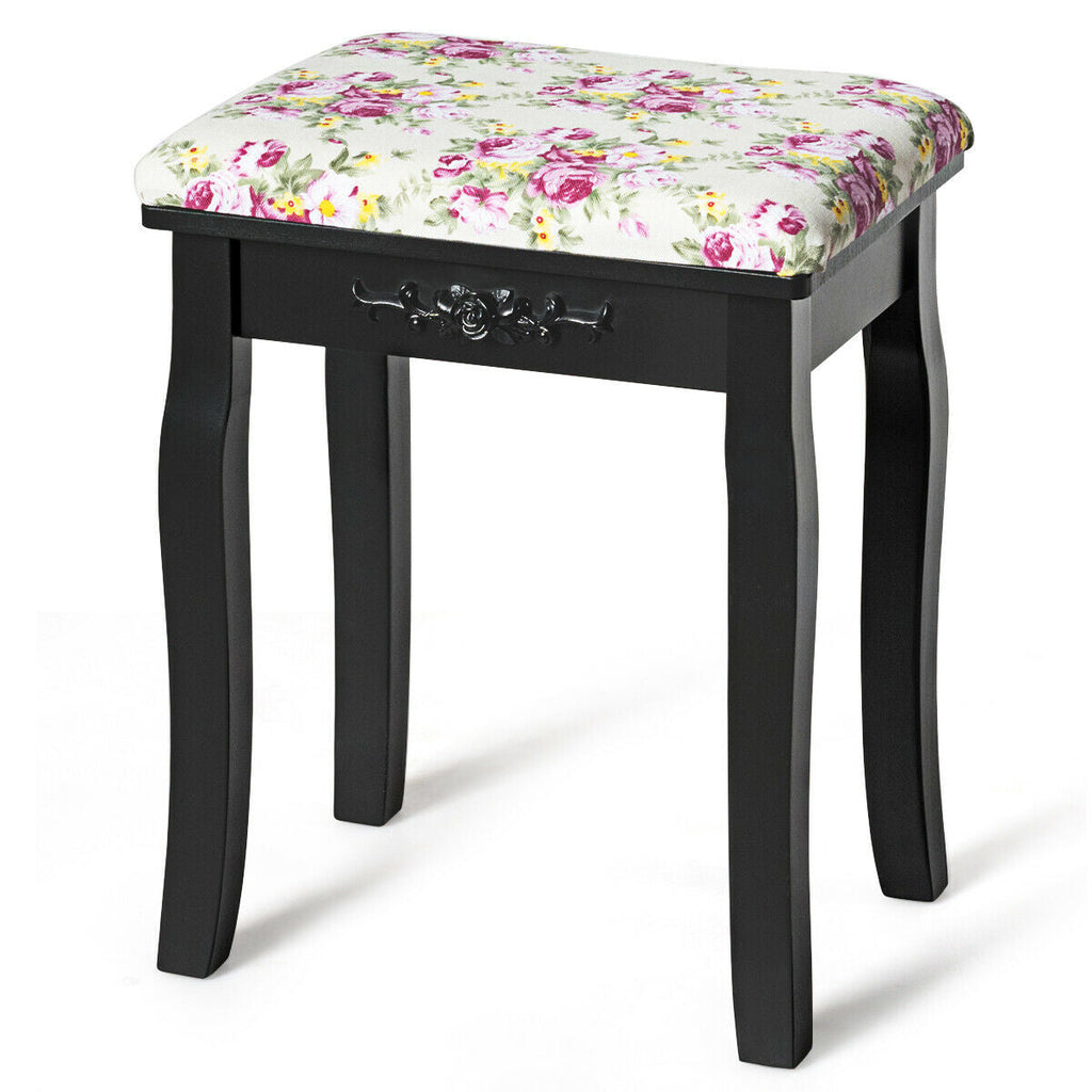 Vanity Stool – Floral Upholstered, Color Options