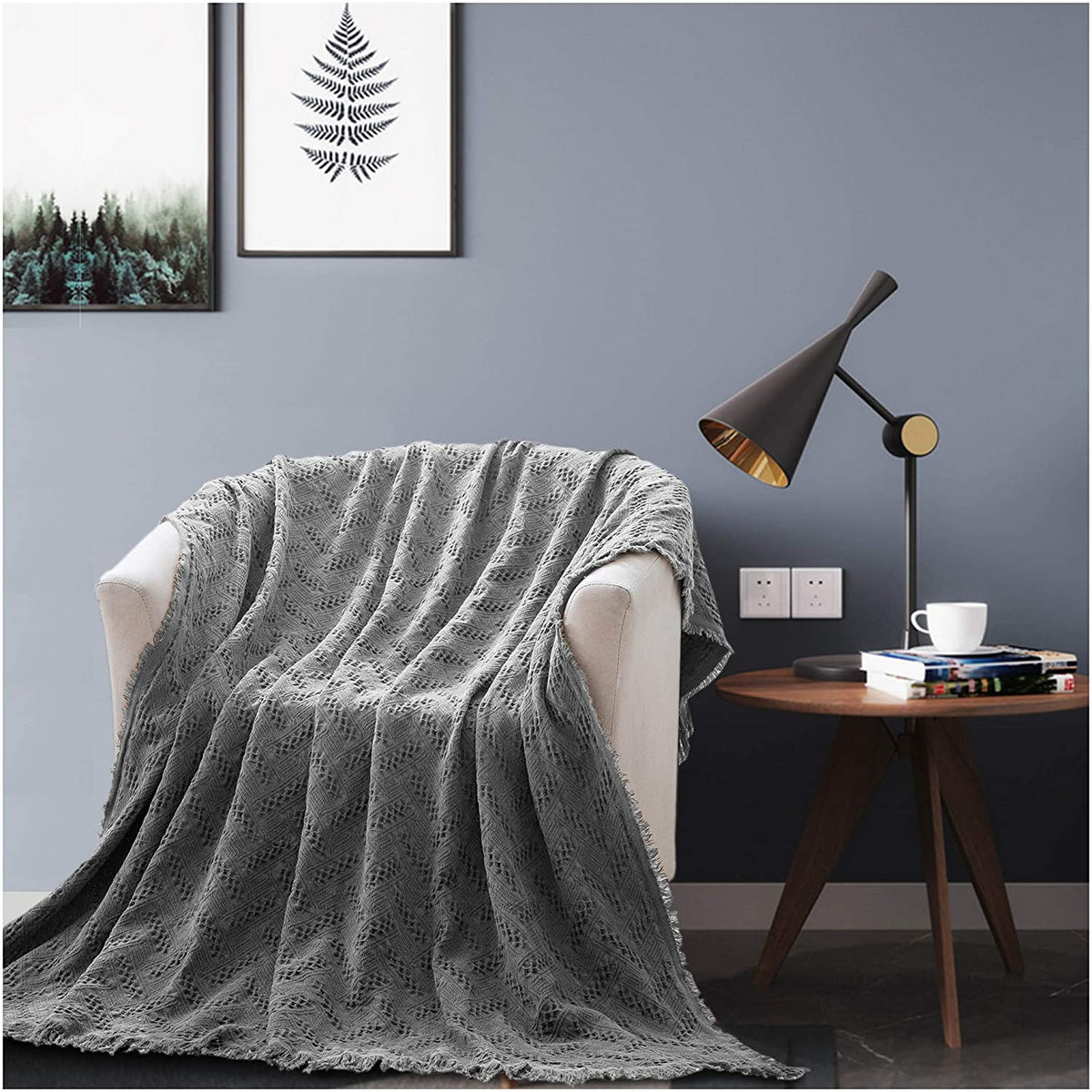 Kasentex 100% Cotton Knitted Throw Blanket