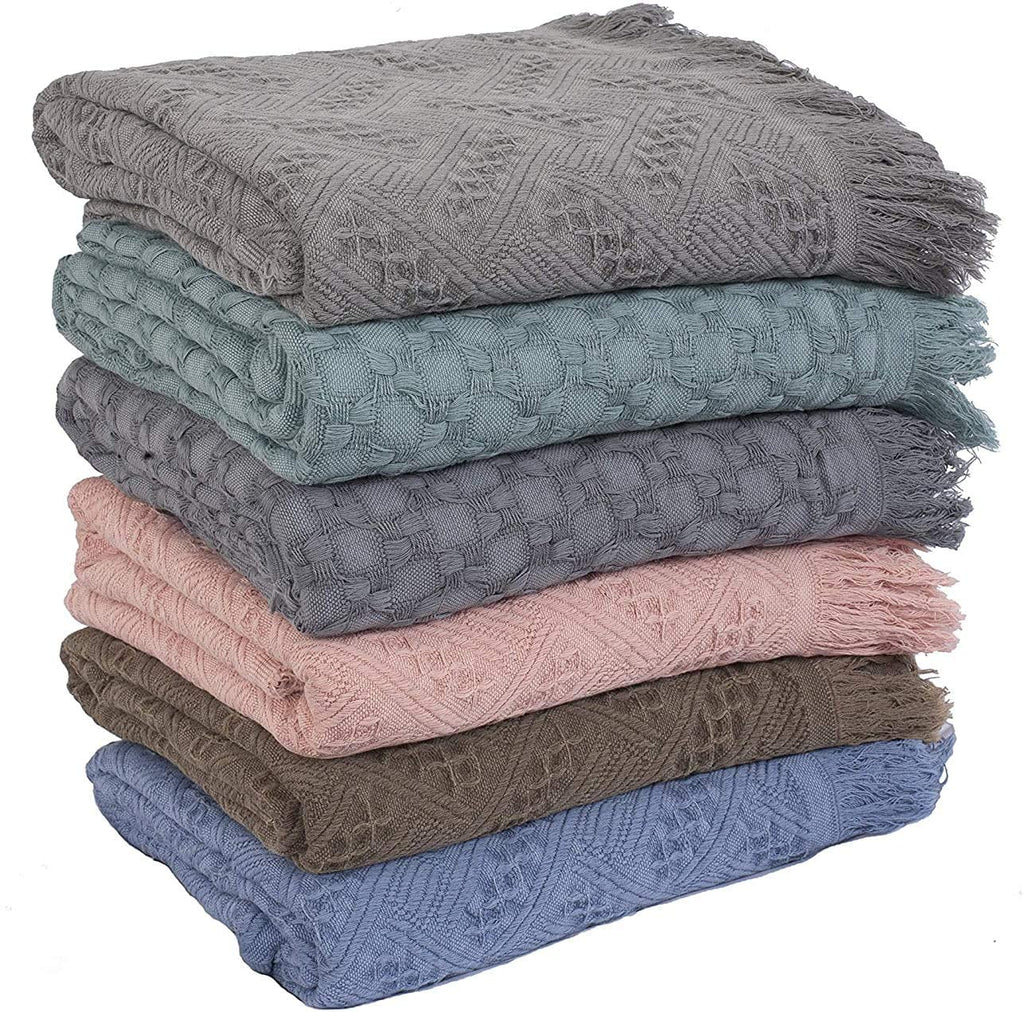 Kasentex 100% Cotton Knitted Throw Blanket