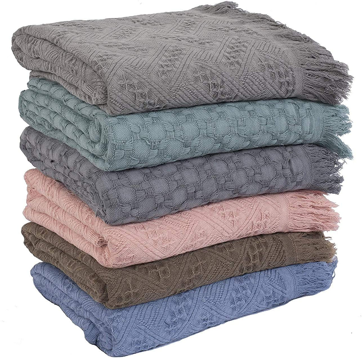Kasentex 100% Cotton Knitted Throw Blanket