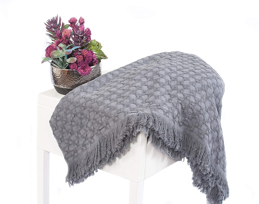 Kasentex 100% Cotton Knitted Throw Blanket