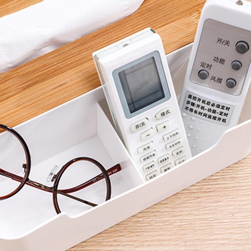 Multifunction Tissue Box Organizer with Bamboo Lid