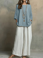 Bohemian Three-Quarter Sleeve Relaxed Top