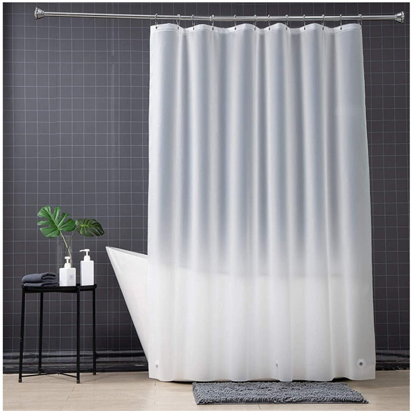 Frosted PEVA Shower Curtain Liner with Magnets & 12 Hooks
