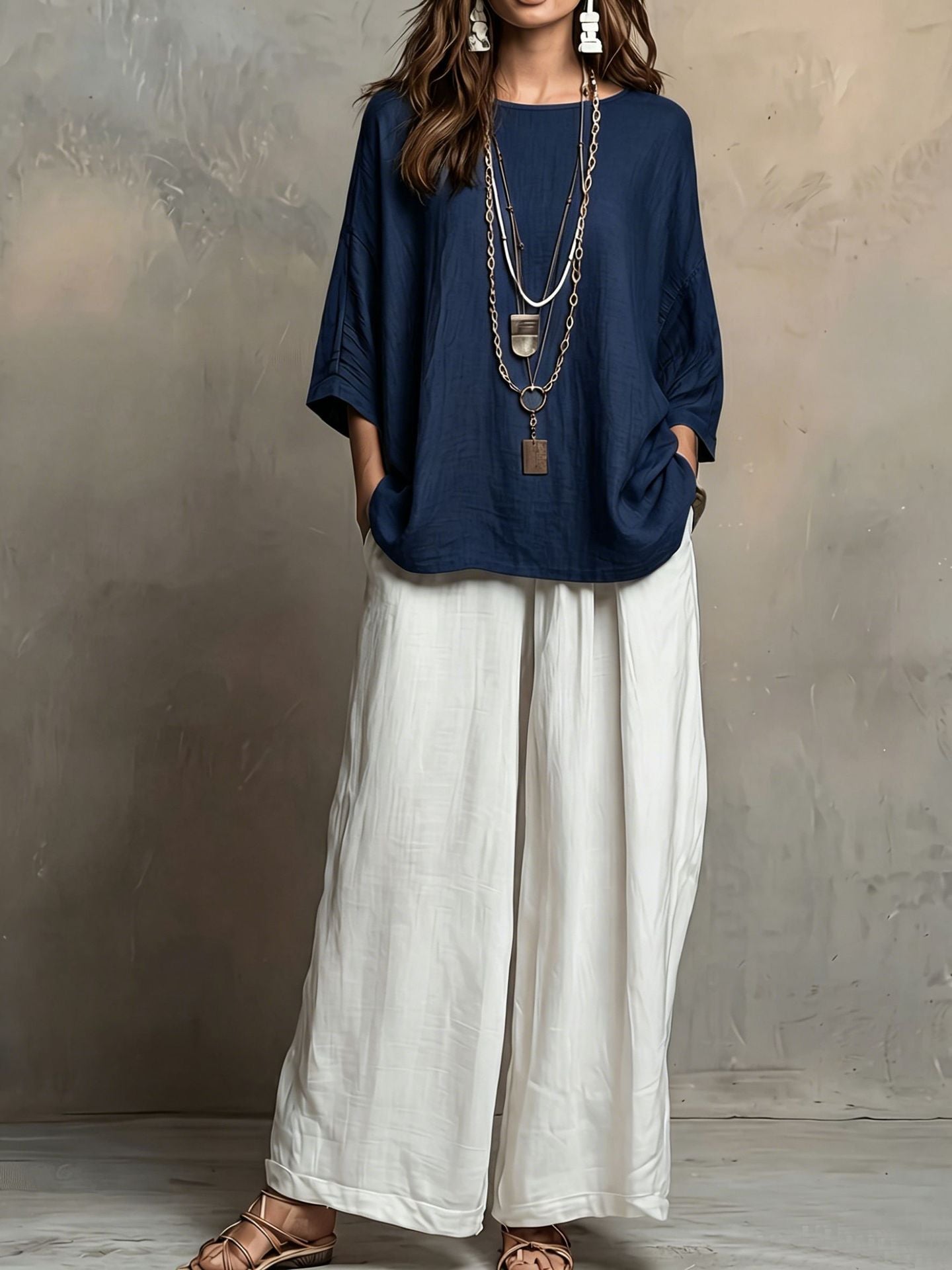 Bohemian Three-Quarter Sleeve Relaxed Top
