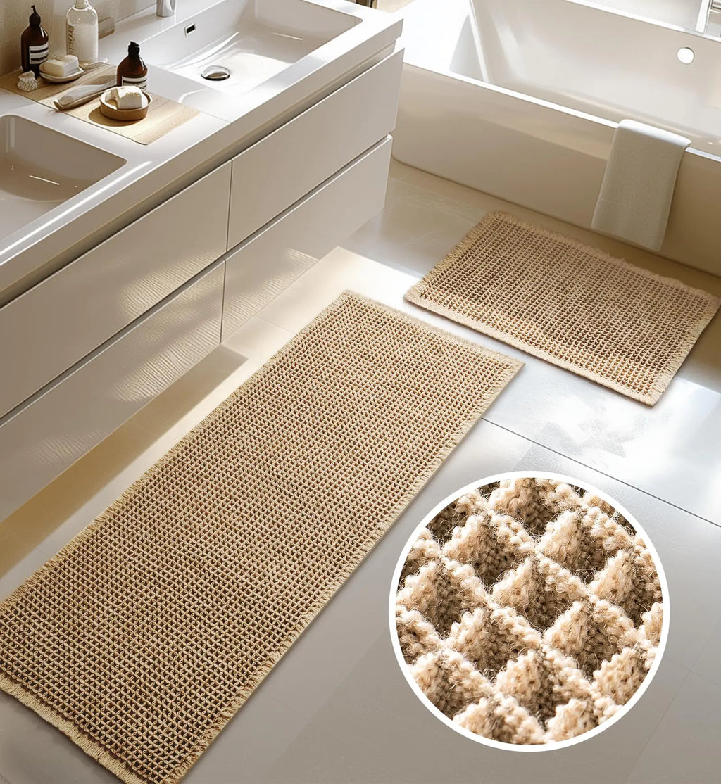 2-Piece Waffle Bath Mat Set – Furicher (20 × 47 & 16 × 24)