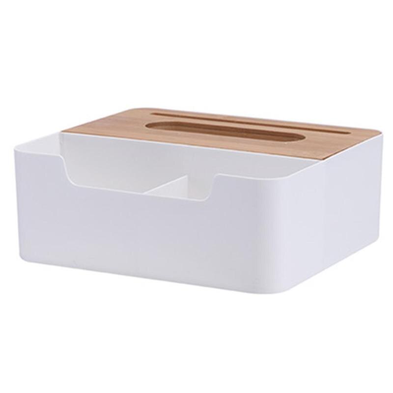 Multifunction Tissue Box Organizer with Bamboo Lid